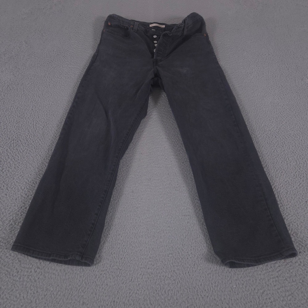 Levi's Jeans Women 31 Black Ribcage Straight Ankle Button Fly Cotton Blend Denim